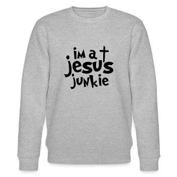 im a Jesus Junkie - Stanley/Stella Unisex Bio-Sweatshirt CHANGER  - Grau meliert - Vorne - Nik (191cm) & Marisol (170cm)