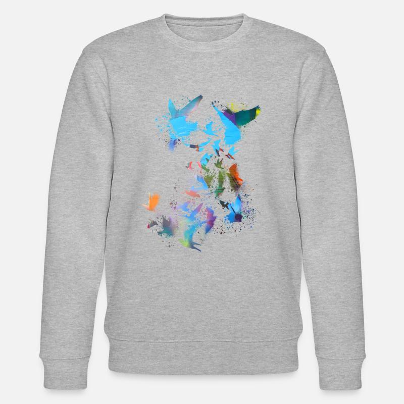 tauben,taube,vögel,vogelschwarm,graffiti,blau - Stanley/Stella Unisex Bio-Sweatshirt CHANGER  - Grau meliert