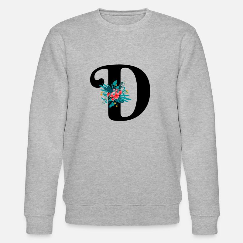 Buchstabe D geblümt - Stanley/Stella Unisex Bio-Sweatshirt CHANGER  - Grau meliert