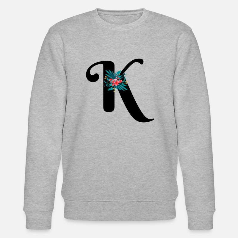 lettre K fleuris - Sweat bio CHANGER Stanley/Stella Unisexe - gris chiné