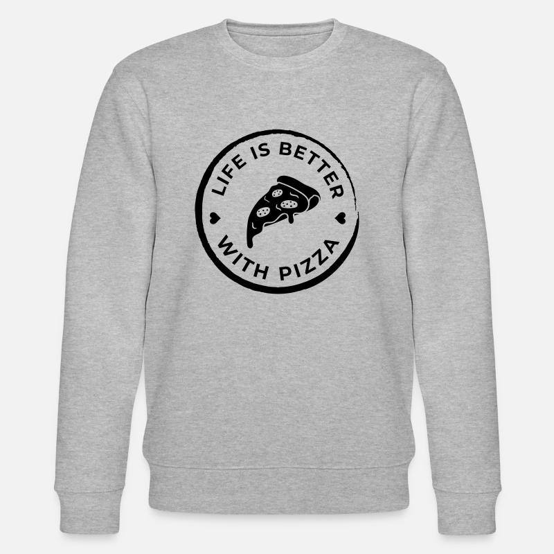 life is better pizza - Stanley/Stella Unisex Bio-Sweatshirt CHANGER  - Grau meliert