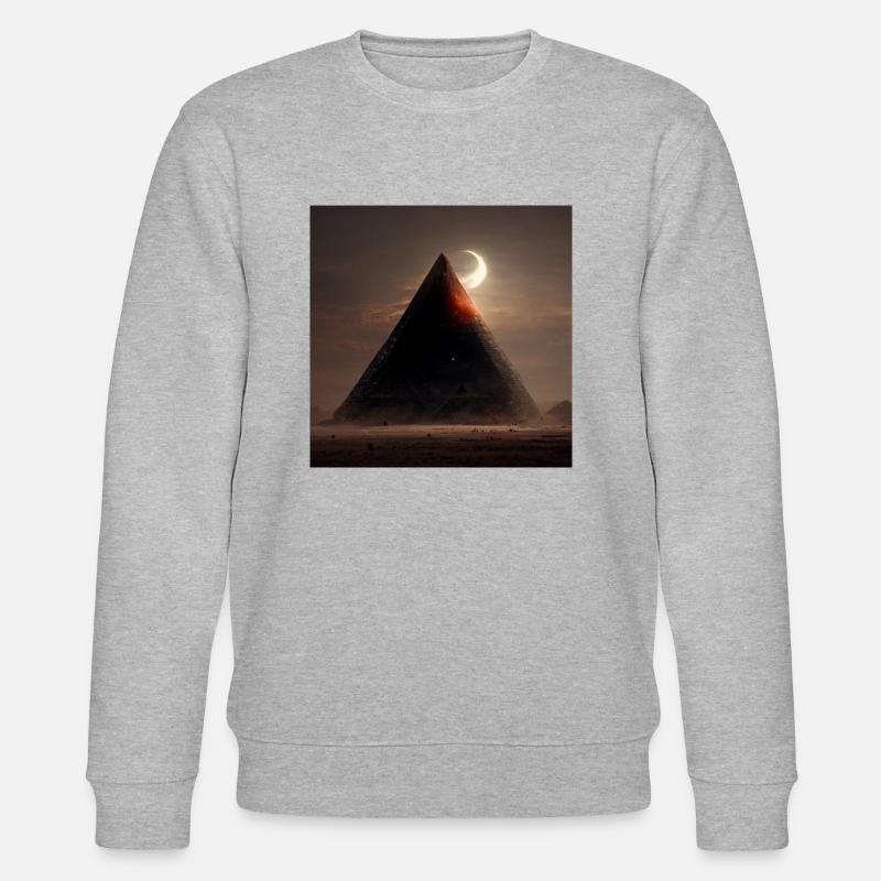 Egyptian Pyramid with Eclipse - Stanley/Stella CHANGER Unisex Organic Sweatshirt - heather grey