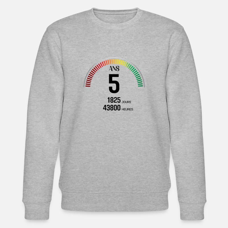 Anniversaire 5 ans Compteur - Sweat bio CHANGER Stanley/Stella Unisexe - gris chiné
