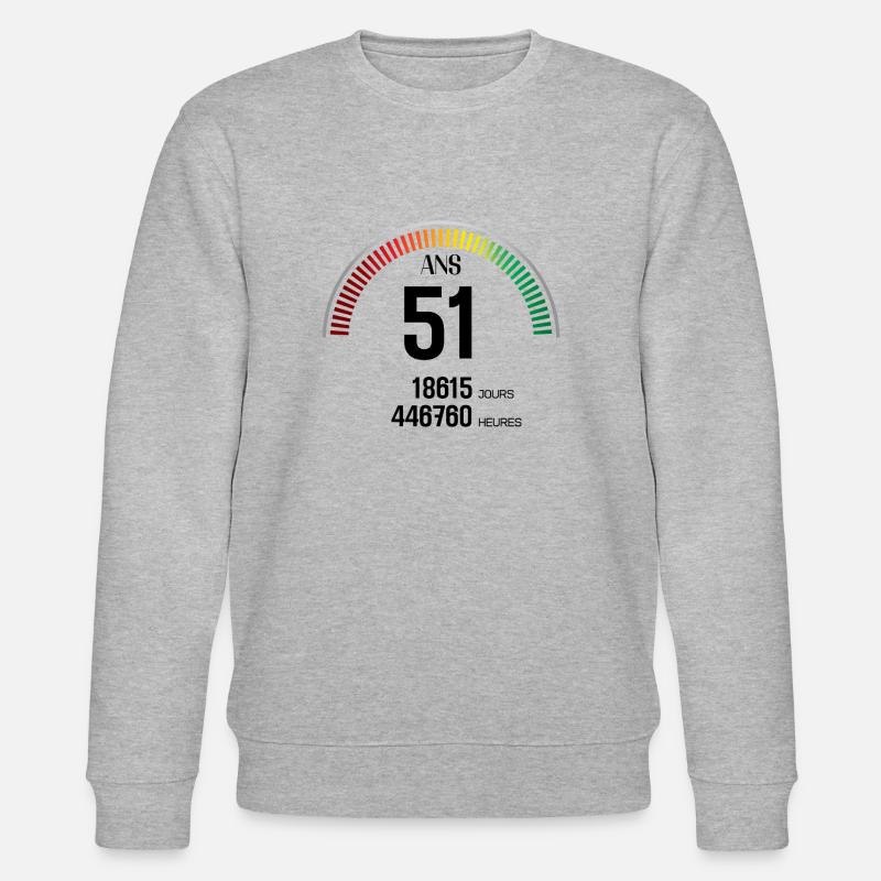 Anniversaire 51 ans Compteur - Sweat bio CHANGER Stanley/Stella Unisexe - gris chiné