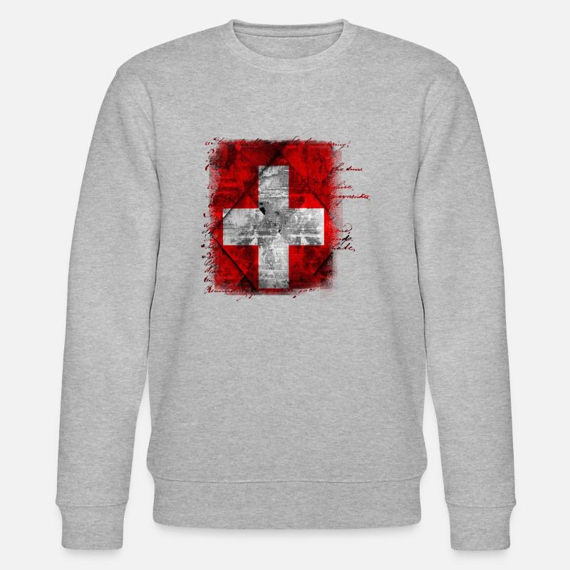 Flagge der Schweiz - Stanley/Stella Unisex Bio-Sweatshirt CHANGER  - Grau meliert