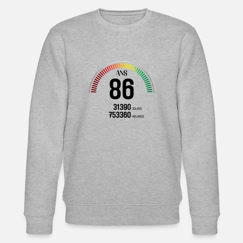 Anniversaire 86 ans Compteur - Sweat bio CHANGER Stanley/Stella Unisexe - gris chiné
