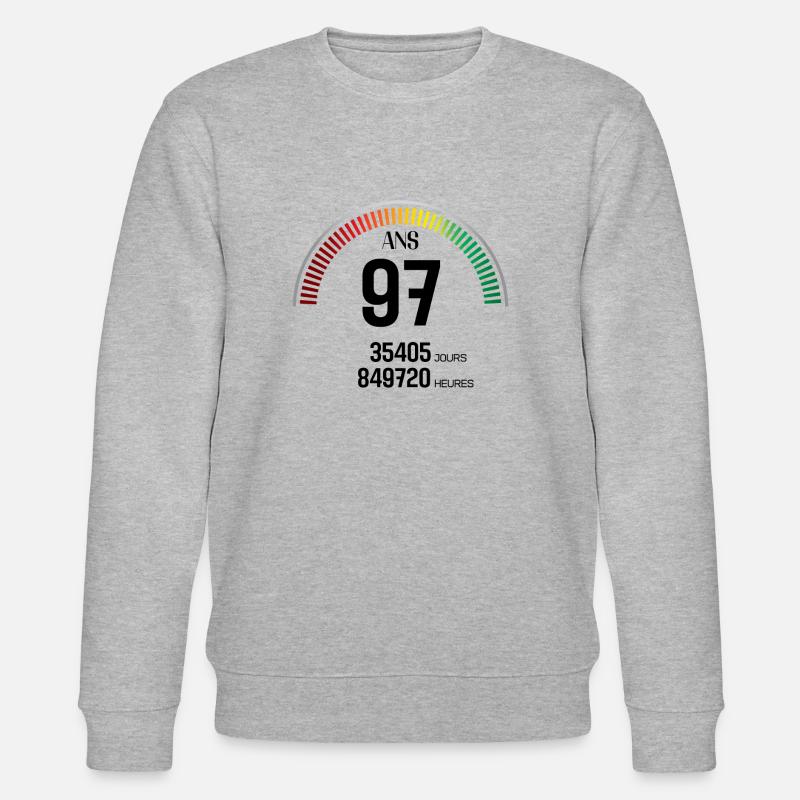 Anniversaire 97 ans Compteur - Sweat bio CHANGER Stanley/Stella Unisexe - gris chiné