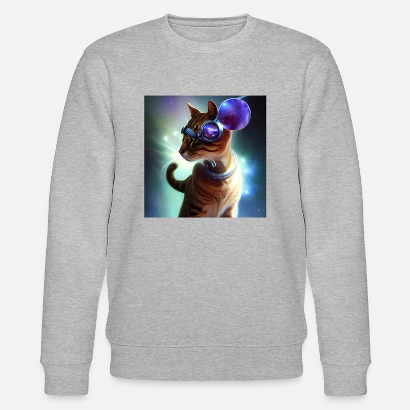 The Universe Cat - Stanley/Stella Unisex Bio-Sweatshirt CHANGER  - Grau meliert
