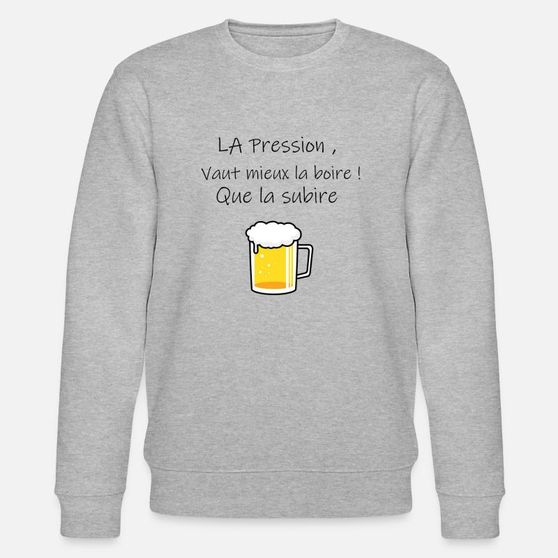 Pinte bière cartoon dorée - Sweat bio CHANGER Stanley/Stella Unisexe - gris chiné