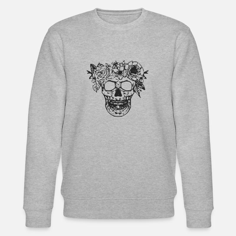 Geblümter Schädel - Stanley/Stella Unisex Bio-Sweatshirt CHANGER  - Grau meliert