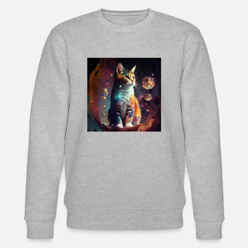 Psychedelische Katze - Stanley/Stella Unisex Bio-Sweatshirt CHANGER  - Grau meliert
