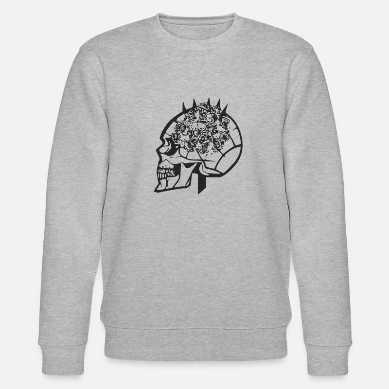 Crâne et des fleurs - Sweat bio CHANGER Stanley/Stella Unisexe - gris chiné