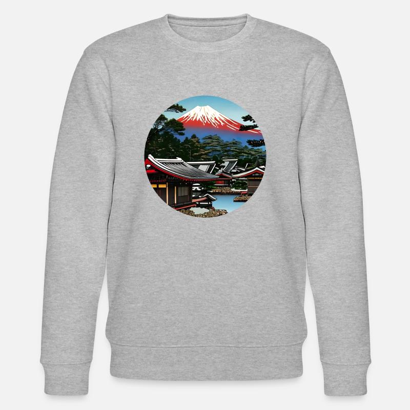 Mount Fuji in Digital Art - Stanley/Stella Unisex Bio-Sweatshirt CHANGER  - Grau meliert
