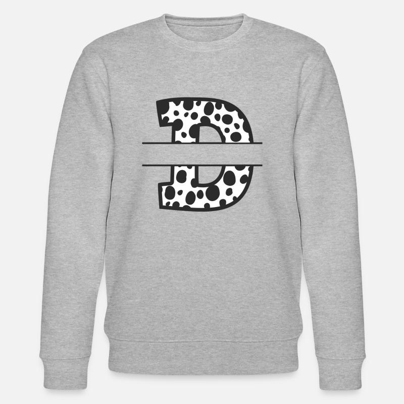Personalized cow pattern letter - Stanley/Stella CHANGER Unisex Organic Sweatshirt - heather grey