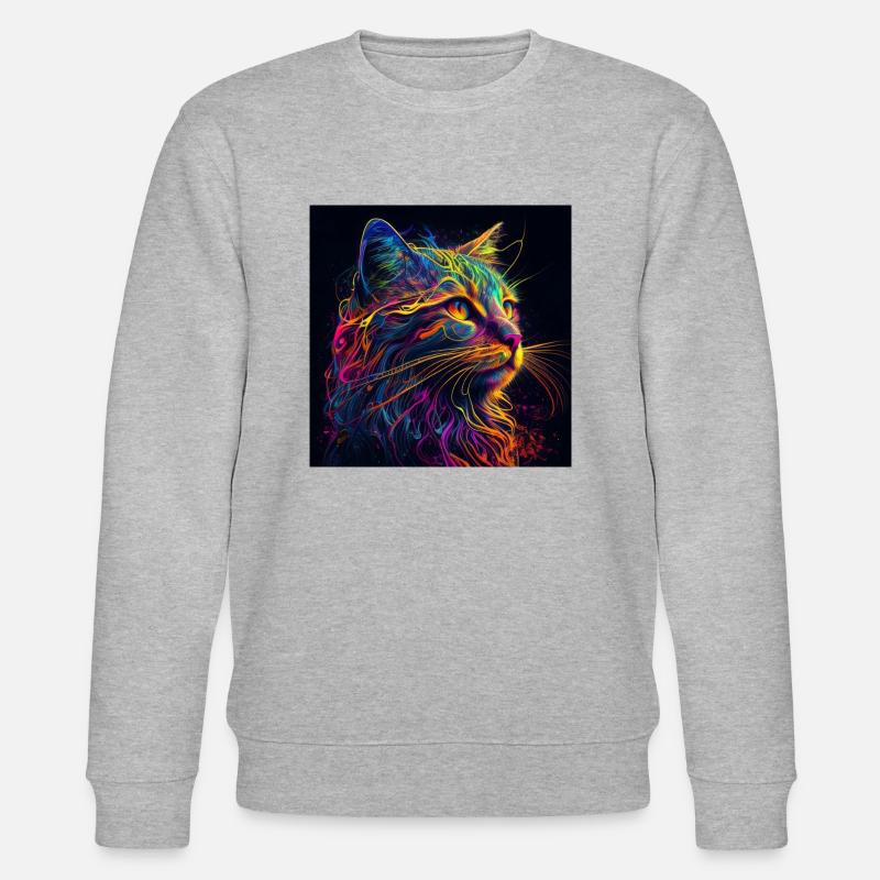 Bunte Katze, farbiges Design - Stanley/Stella Unisex Bio-Sweatshirt CHANGER  - Grau meliert