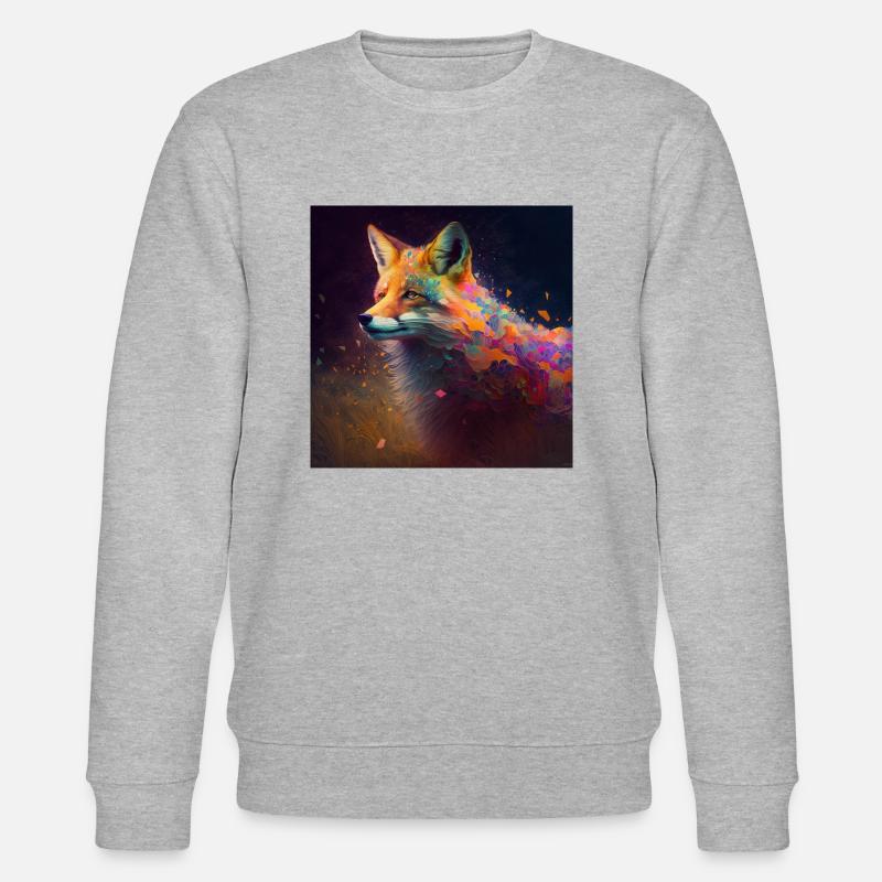 Farbiger Fuchs, einzigartiges Design - Stanley/Stella Unisex Bio-Sweatshirt CHANGER  - Grau meliert