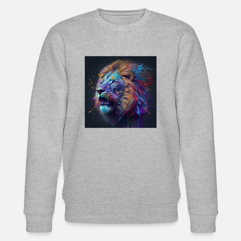 Farbiger Löwe, einzigartiges Design - Stanley/Stella Unisex Bio-Sweatshirt CHANGER  - Grau meliert