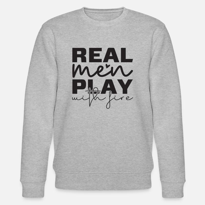Real Men play with Fire - Stanley/Stella Unisex Bio-Sweatshirt CHANGER  - Grau meliert