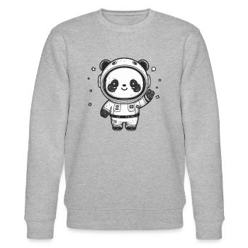 Kawaii Niedlicher Glücklicher Astronaut Panda - Stanley/Stella Unisex Bio-Sweatshirt CHANGER  - Grau meliert - Vorne - Nik (191cm) & Marisol (170cm)