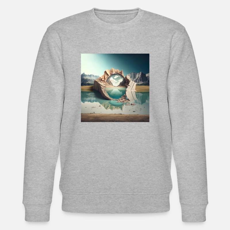 Landschaft der Welt n°5 - Stanley/Stella Unisex Bio-Sweatshirt CHANGER  - Grau meliert