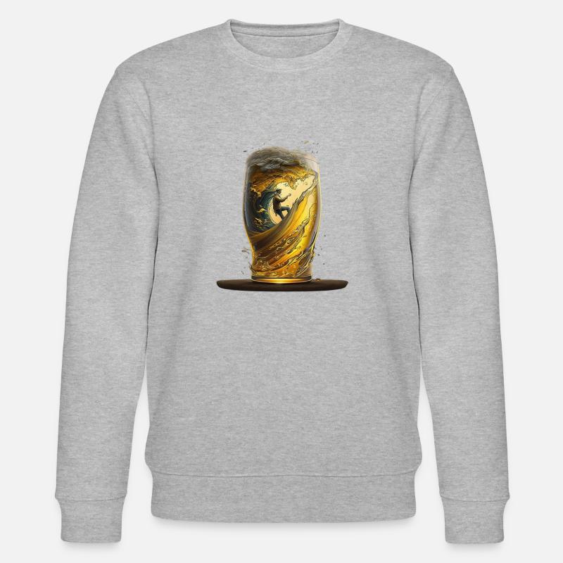 Bierglas mit Surfer auf Welle - Stanley/Stella Unisex Bio-Sweatshirt CHANGER  - Grau meliert