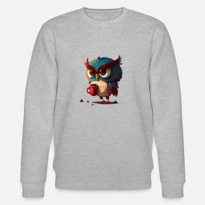 Eule Kaffeebecher - Stanley/Stella Unisex Bio-Sweatshirt CHANGER  - Grau meliert