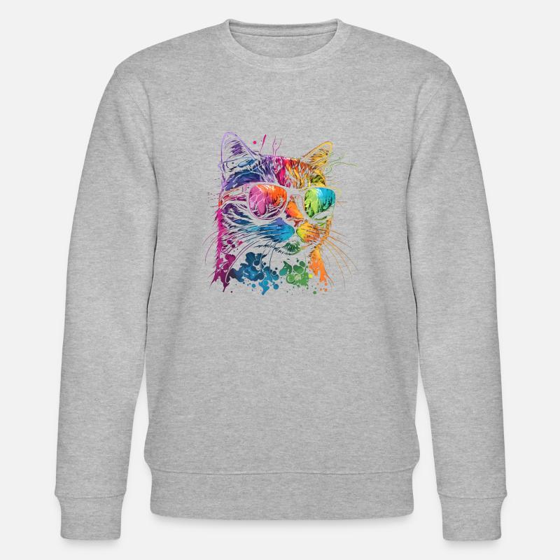 Aquarelle Cat Cool Cat - Sweat bio CHANGER Stanley/Stella Unisexe - gris chiné