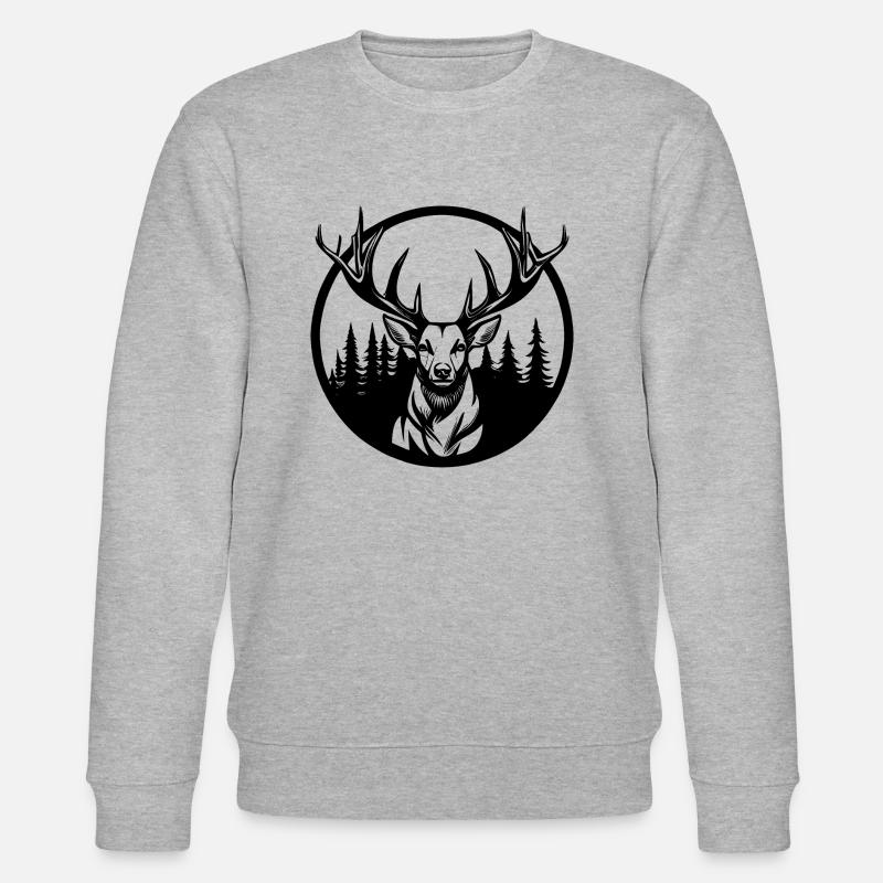 Hirsch im Wald - Stanley/Stella Unisex Bio-Sweatshirt CHANGER  - Grau meliert
