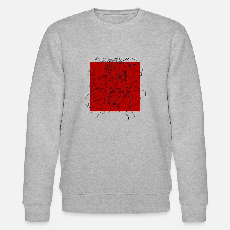 Gesichtslinie rot - Stanley/Stella Unisex Bio-Sweatshirt CHANGER  - Grau meliert