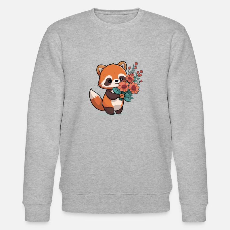 Panda roux à fleurs - Sweat bio CHANGER Stanley/Stella Unisexe - gris chiné