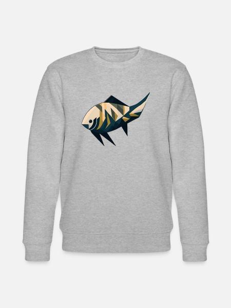 Minimalistic Fish - Stanley/Stella CHANGER Unisex Organic Sweatshirt - heather grey