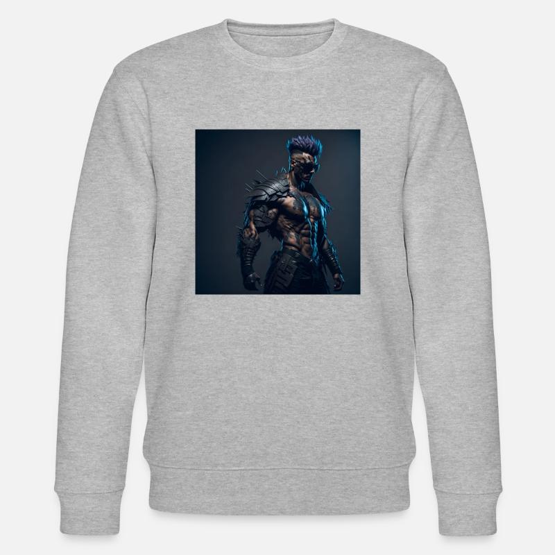 Future Cyberpunkt Warrior - Stanley/Stella Unisex Bio-Sweatshirt CHANGER  - Grau meliert