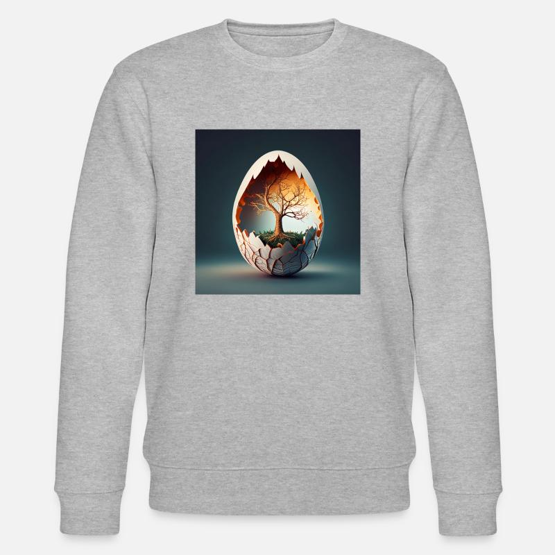 Baum in Ei - Stanley/Stella Unisex Bio-Sweatshirt CHANGER  - Grau meliert