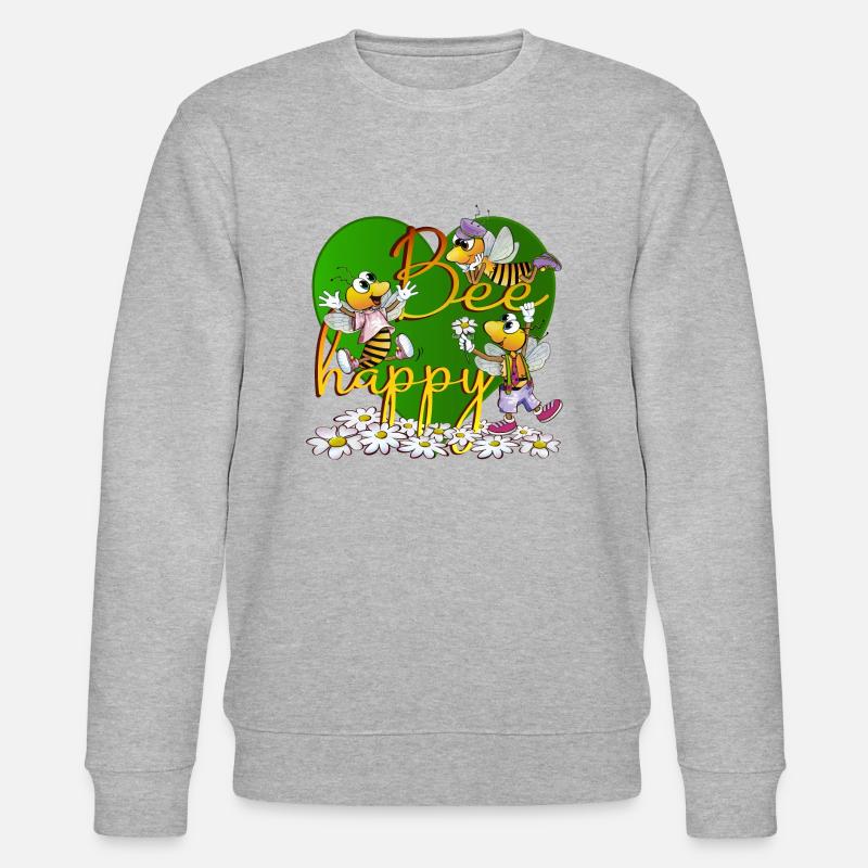 bee happy - Stanley/Stella Unisex Bio-Sweatshirt CHANGER  - Grau meliert