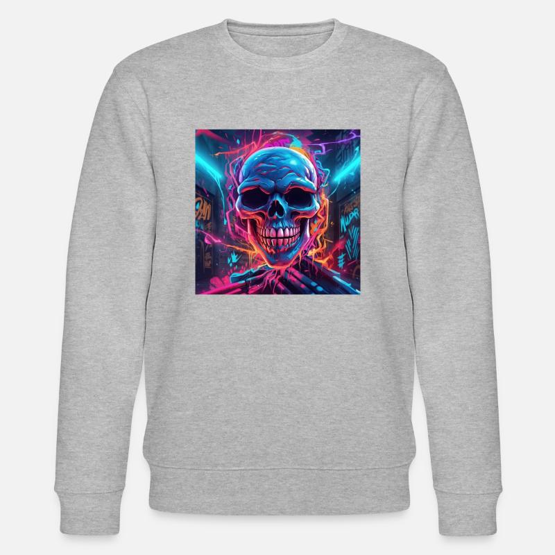 Elektro Skull Graffiti - Stanley/Stella Unisex Bio-Sweatshirt CHANGER  - Grau meliert