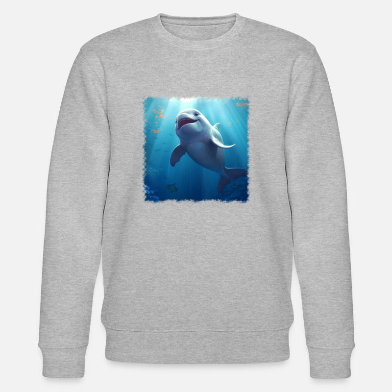 Glücklicher Delfin - Stanley/Stella Unisex Bio-Sweatshirt CHANGER  - Grau meliert
