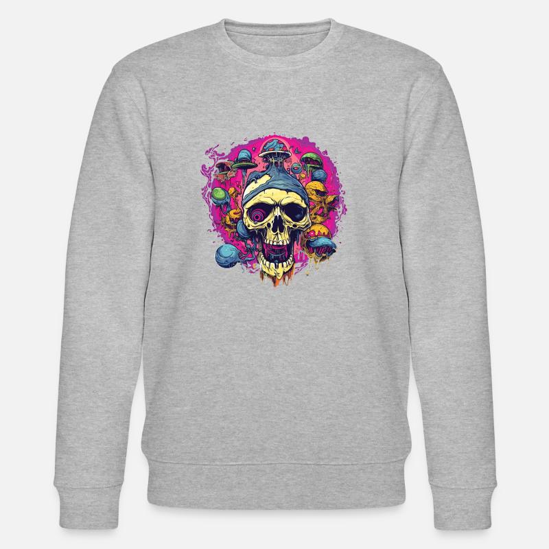 Schädel und Pilze - Stanley/Stella Unisex Bio-Sweatshirt CHANGER  - Grau meliert