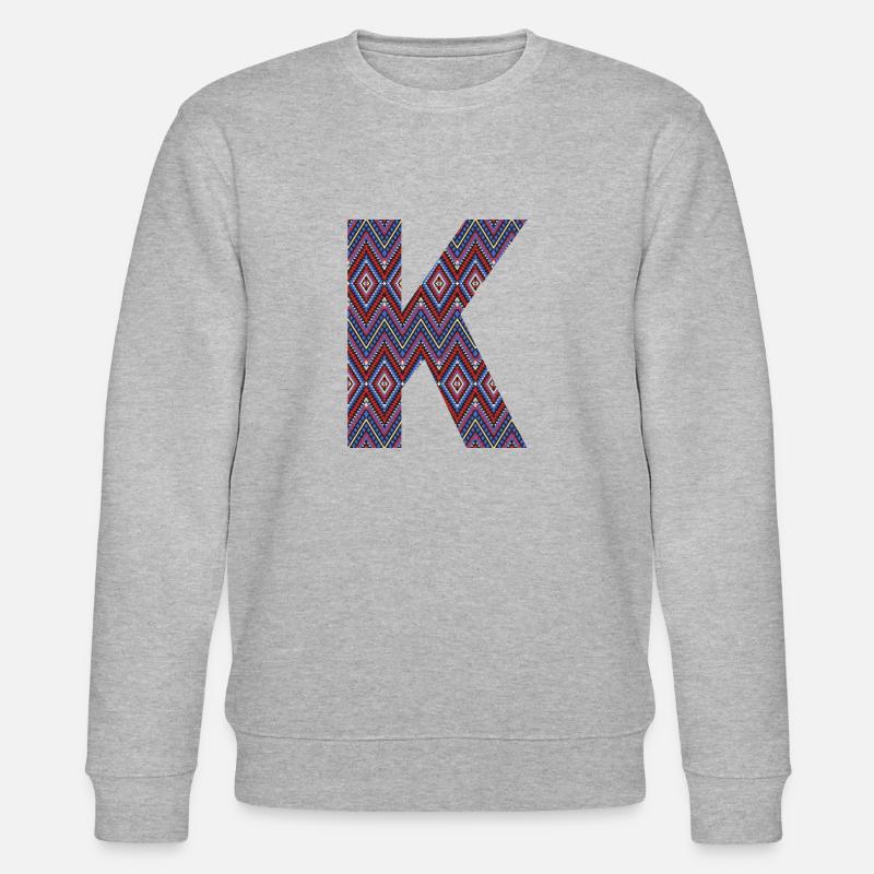 Monogram Letter K- geometric pattern - Stanley/Stella CHANGER Unisex Organic Sweatshirt - heather grey