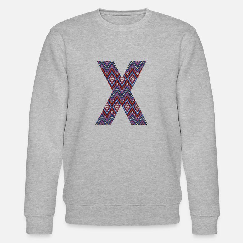Monogram Letter X- geometric pattern - Stanley/Stella CHANGER Unisex Organic Sweatshirt - heather grey