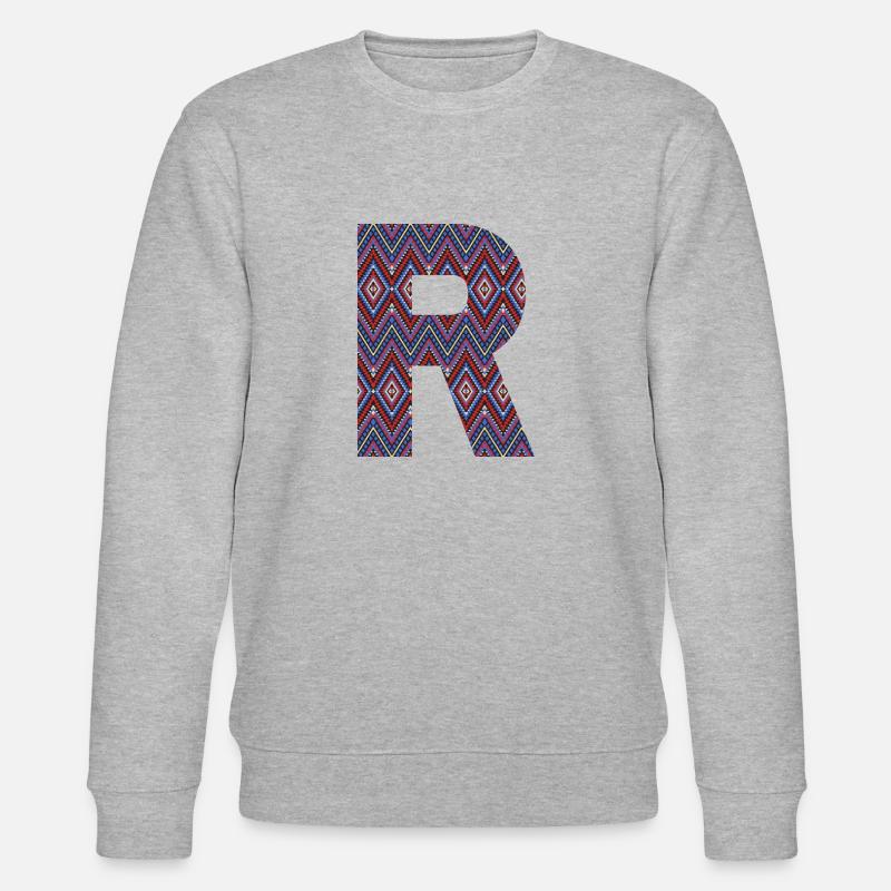 Monogram Letter R- geometric pattern - Stanley/Stella CHANGER Unisex Organic Sweatshirt - heather grey