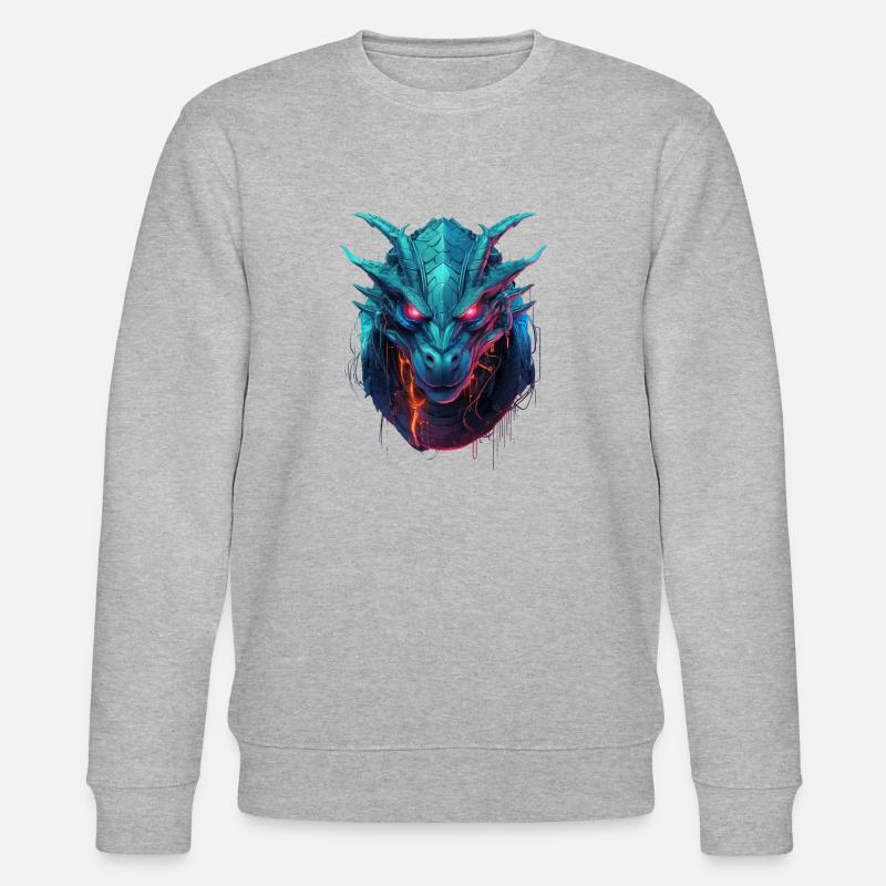 Techno-Drache - Der Cyberpunk-Mythos - Stanley/Stella Unisex Bio-Sweatshirt CHANGER  - Grau meliert