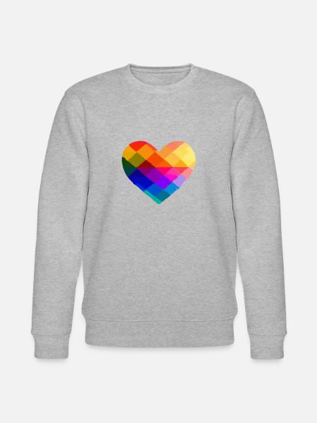 Geometric heart in the colors of the lgbt rainbow - Stanley/Stella CHANGER Unisex Organic Sweatshirt - heather grey