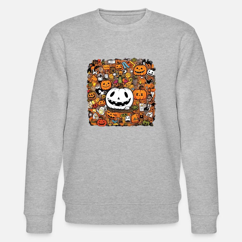 Multi pattern halloween pumpkin - Stanley/Stella CHANGER Unisex Organic Sweatshirt - heather grey