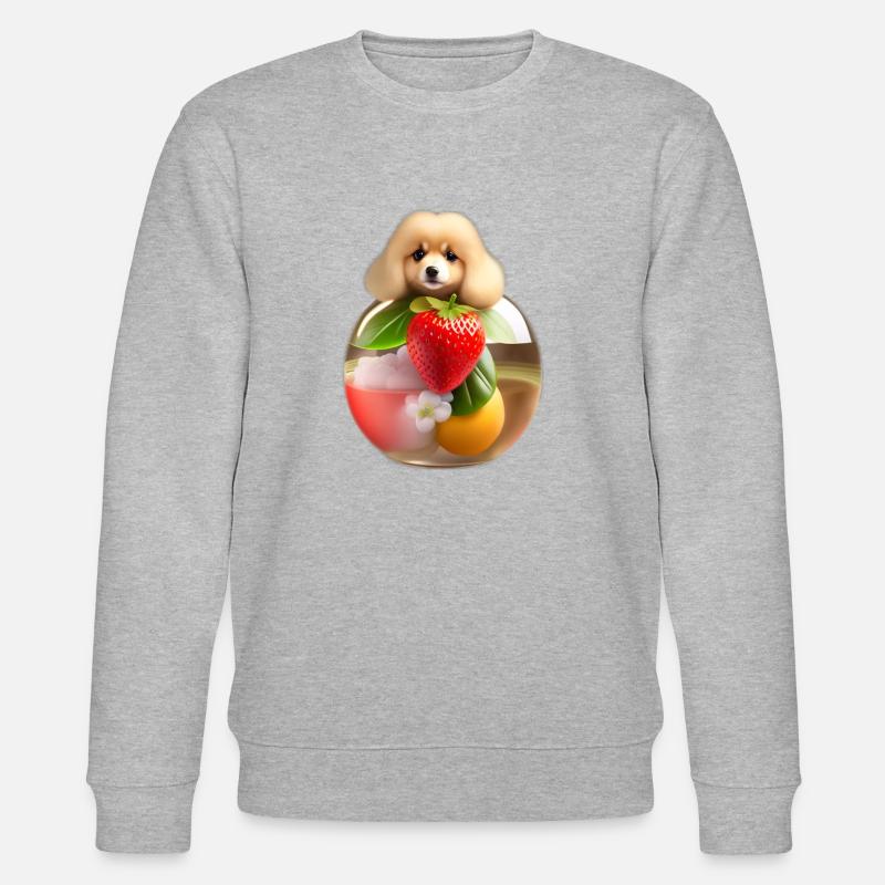 Süßer Hund mit einer Erdbeere - Stanley/Stella Unisex Bio-Sweatshirt CHANGER  - Grau meliert