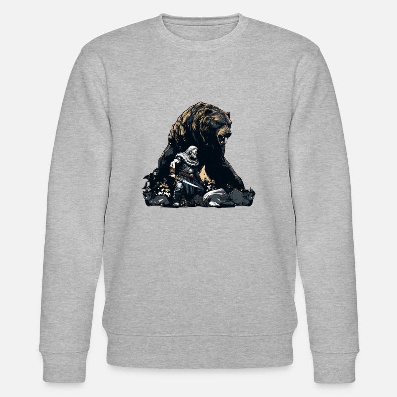 Wikinger mit riesigem Bär - Stanley/Stella Unisex Bio-Sweatshirt CHANGER  - Grau meliert