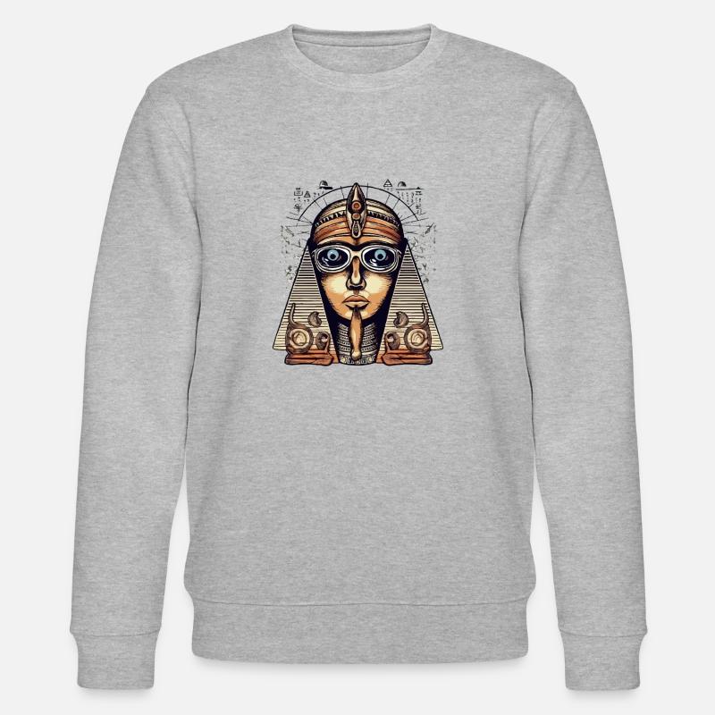 Jafi die Sphinx mit Brille - Stanley/Stella Unisex Bio-Sweatshirt CHANGER  - Grau meliert