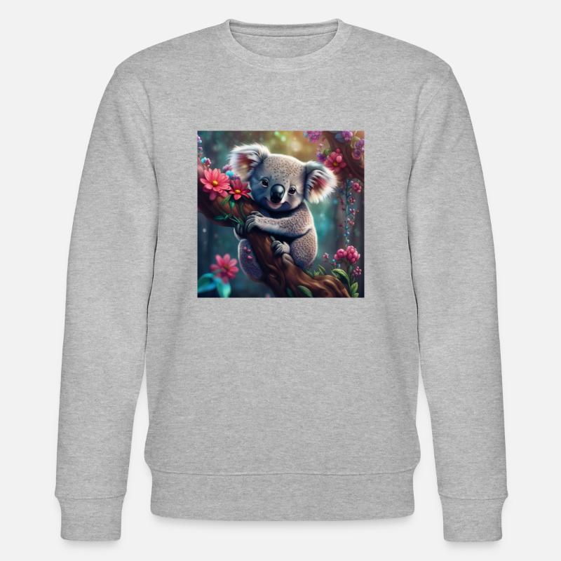 Koalabär im Baum mit Blumen - Stanley/Stella Unisex Bio-Sweatshirt CHANGER  - Grau meliert