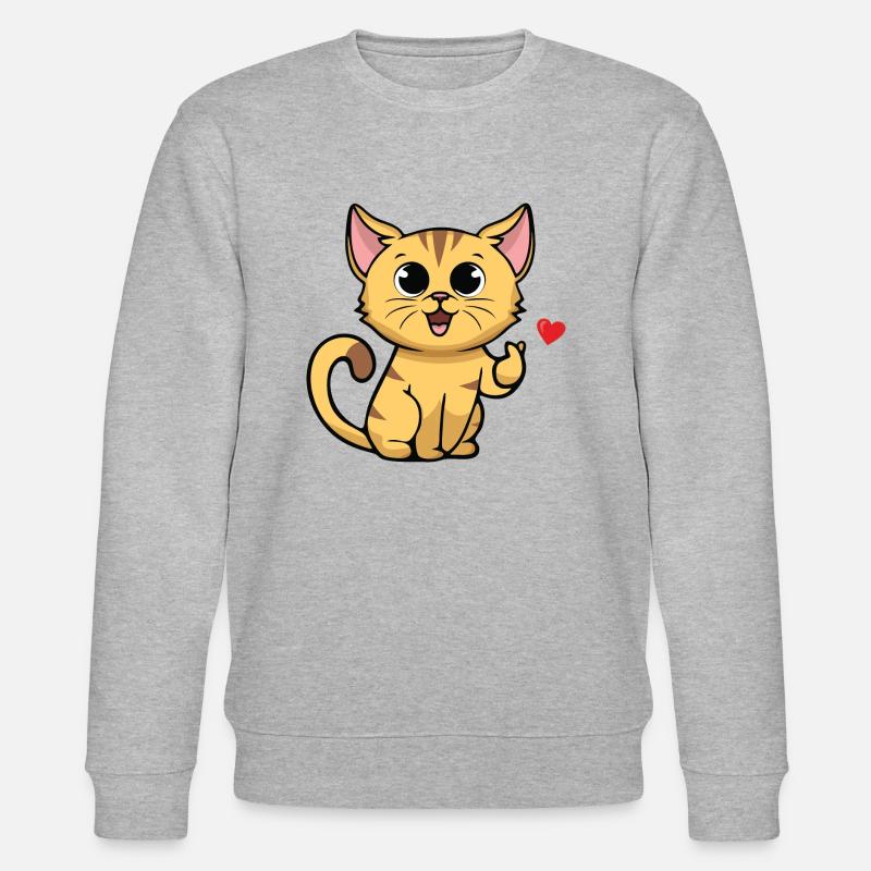 Nette Katze mit Herzzeichen - Stanley/Stella Unisex Bio-Sweatshirt CHANGER  - Grau meliert