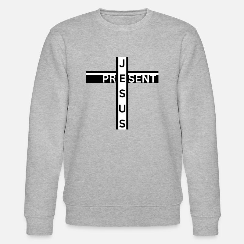 Jesus Present - Stanley/Stella Unisex Bio-Sweatshirt CHANGER  - Grau meliert