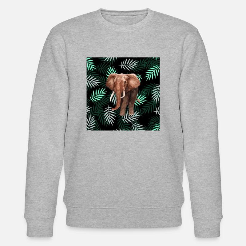 Palmen-Muster, Elefant Palm Pattern, Elephant - Stanley/Stella Unisex Bio-Sweatshirt CHANGER  - Grau meliert